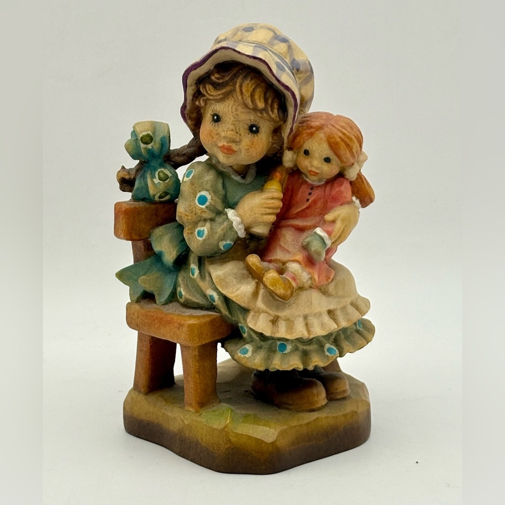 ANRI Sarah Kay "CHERISH" Girl in Chair with Doll Limited Edition Italy